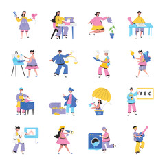 Fototapeta premium Set of Occupations Flat Illustrations