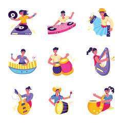 Pack of Music Experts Flat Illustrations 

