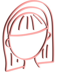 3D doodle girl face silhouette