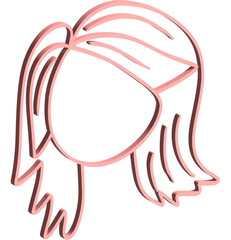 3D doodle girl face silhouette