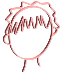 3D doodle boy face silhouette