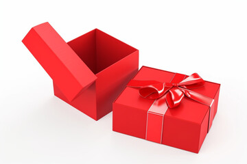 red gift box with ribbon whit blank background. 