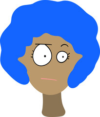 Surprised girl's face with blue hair