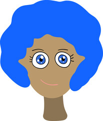 Smile girl's face with blue hair