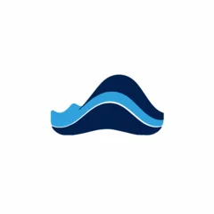Gordijnen Illustration design of a wave logo, blue color © mafxblue