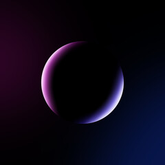Creative neon pink and blue sphere planet abstract background