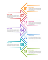 Infographic business timeline 7 step arrows. Vector illustration.