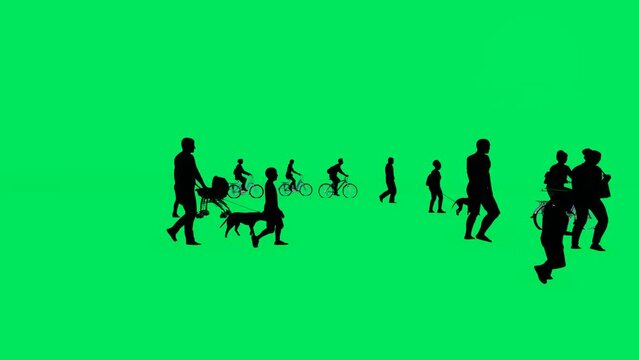 3d of family hiking in nature on green screen in isolated monochrome background in chroma 4krender animation full hd animated 
