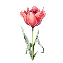 Water color beautiful blooming tulips