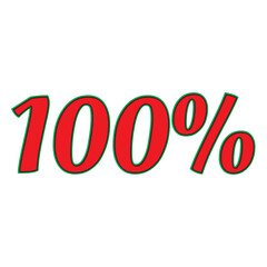 100 percent numbers osolated on white background.  Hundred percent for moneyback compaigns