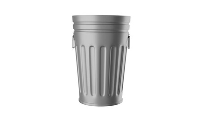 Opened metal trash can isolated on transparent background. Garbage concept. 3D render