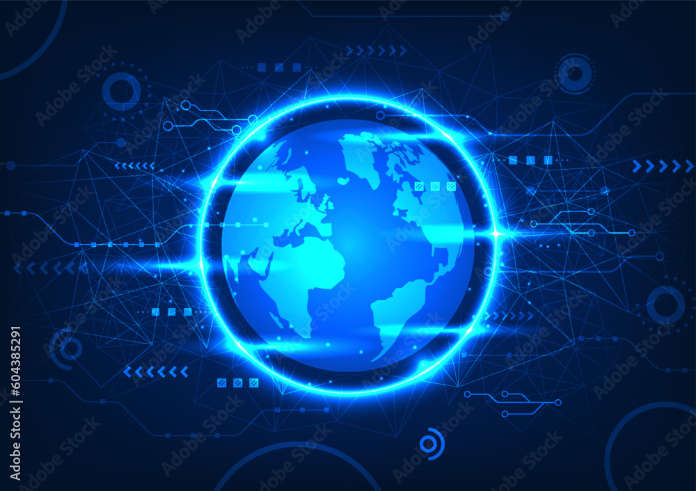 Poster earth technology background with circuits the technology of the world that arises has a circuit as a