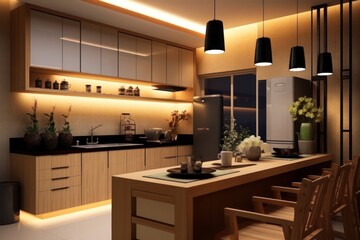 Fototapeta premium minimalist kitchen with small cabinet japanese style