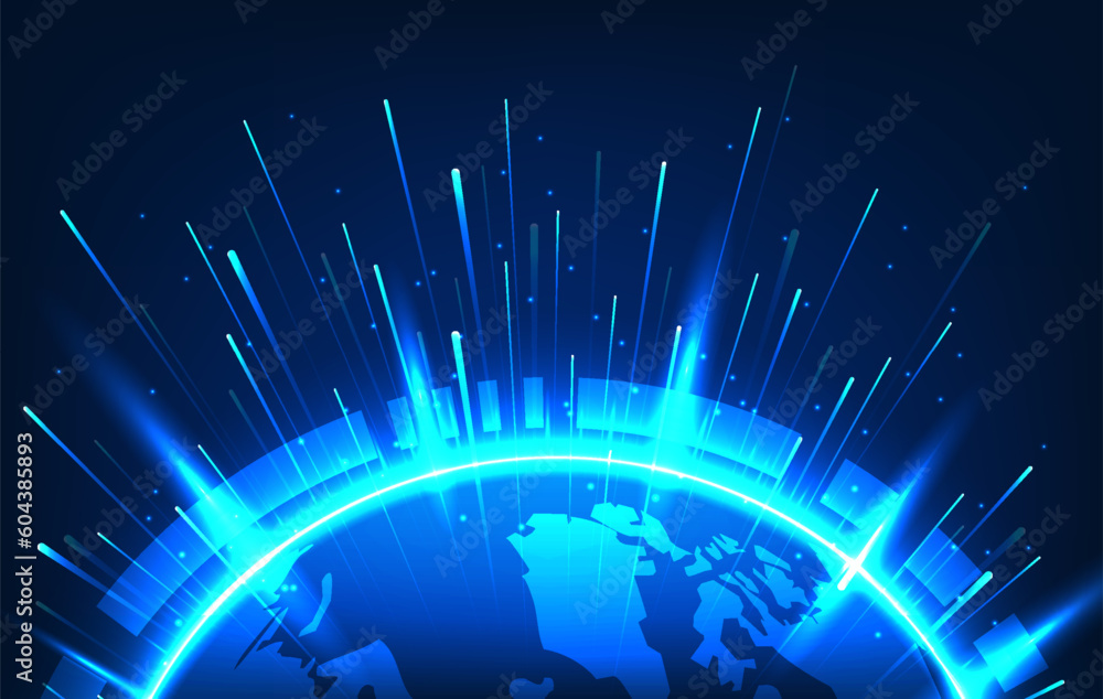 Poster earth technology background technology is all over the world as a communication system. internet sys