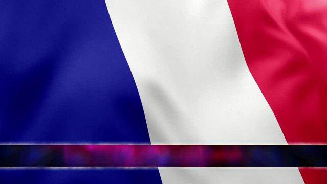 France flag waving with Animated Lower Third flow motion