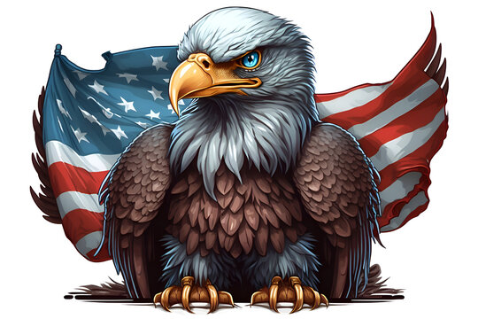 Eagle on the background of the American flag, Generative AI 2