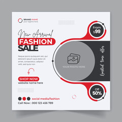 Fashion sale social media post design and promotional web banner template