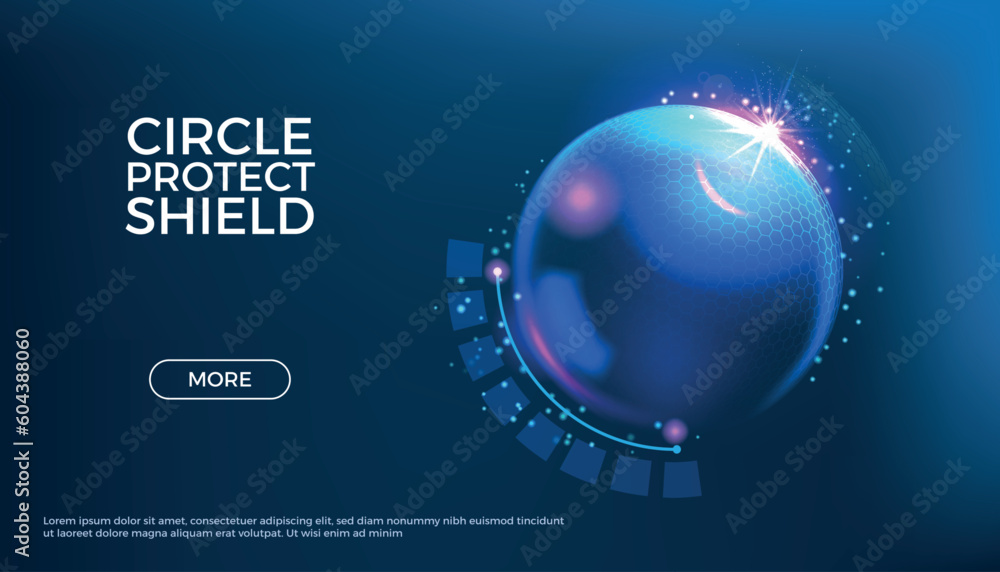 Poster circle protect shield. bubble effect. force field or sphere. 3d ball barrier. futuristic power techn
