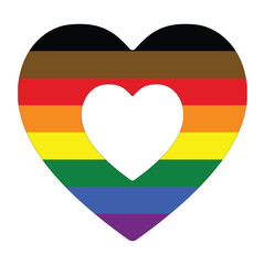 Philadelphia Pride Flag. Traditional gay pride flag with black and brown stripes