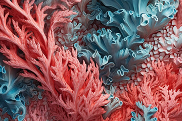 Coral Like  Illustration in Red and Blue Colors. generative ai