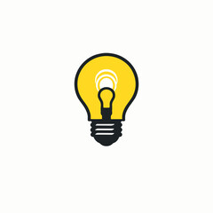 Illustration design of a light bulb logo, yellow color