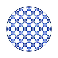Porcelain plate with traditional blue on white design in Asian style. design pattern for background, plate, dish, bowl, lid, tray, salver, vector illustration art embroidery. firework pattern plate.