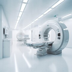 MRI Scanner or Magnetic resonance imaging scanner machine in Hospital,Technologically Advanced and Functional Mediсal Equipment,AI generated. - obrazy, fototapety, plakaty