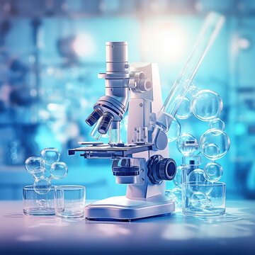 microscope with lab, Science laboratory research and development concept,AI generated.