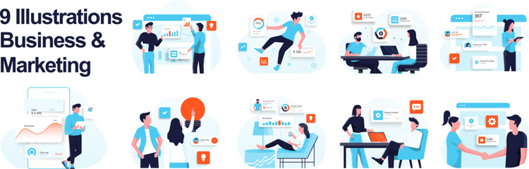 Business and Marketing Illustration Set
