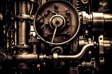 Fototapeta premium The combination of mechanical textures and atmospheric tones. Generative AI