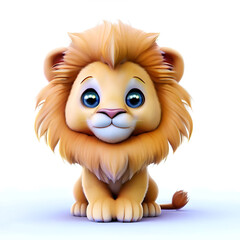 Smiling 3D Lion Face, Generative AI