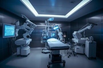 Super modern operating room of the future filled with high-tech medical equipment generative ai