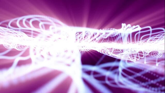abstract waves of rpurple color on a black background slow motion