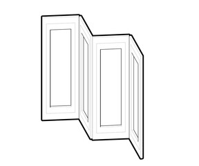 Line isometric drawing of a door, window frame