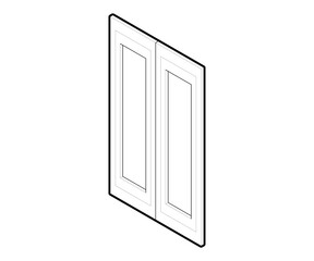 Line isometric drawing of a door, window frame