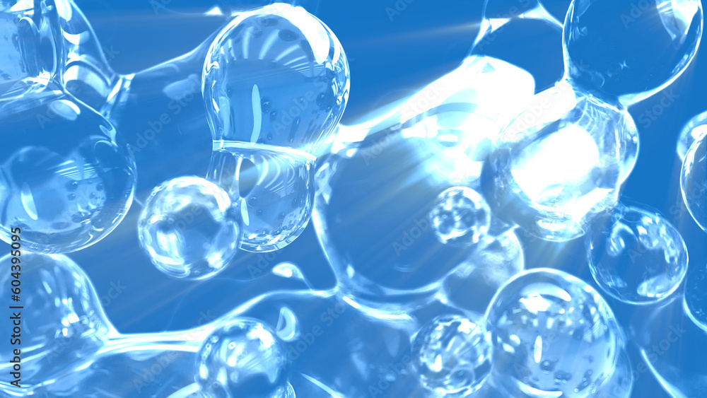 Aufkleber light blue slime wax elements backdrop - abstract 3d rendering