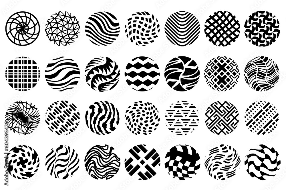 Poster abstract circle design elements. textured circles, spheres graphic design elements. monochrome patte