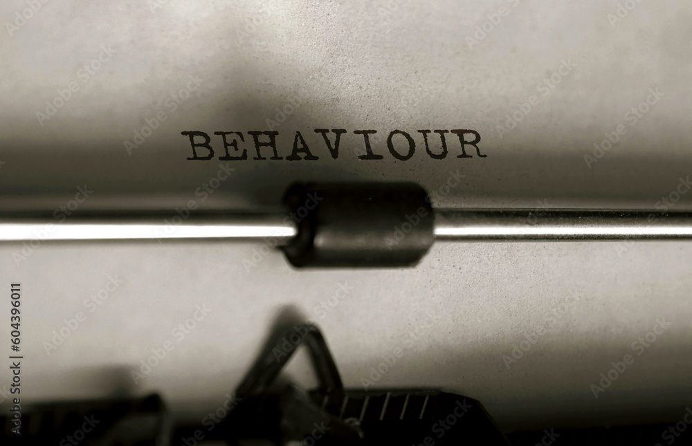 Poster text behaviour typed on retro typewriter