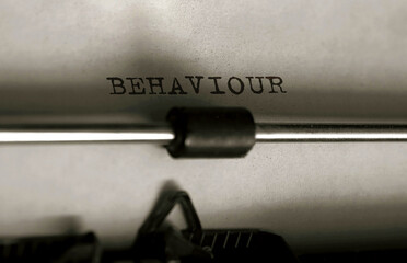 Text behaviour typed on retro typewriter