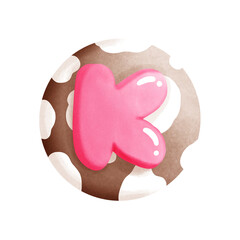 Pink alphabet on cookies and cream