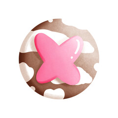 Pink alphabet on cookies and cream