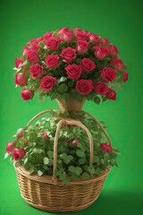 bouquet of roses in a basket