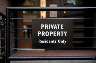 Private property residential building entrance for residents
