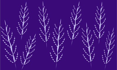 Leaves isolated on indigo colour background, illustration design texture, branches