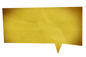 Yellow paper speech bubble on transparent background