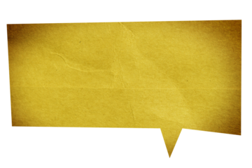 Yellow paper speech bubble on transparent background
