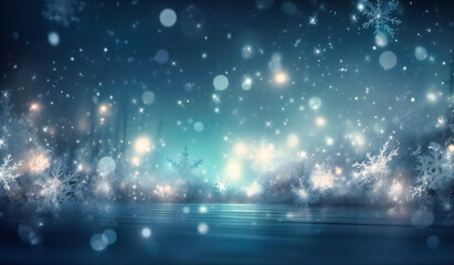 christmas background with lights and snowflakes