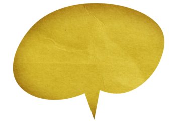 Yellow paper speech bubble on transparent background