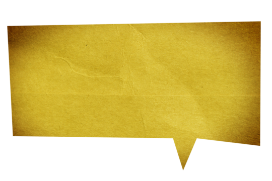 Yellow paper speech bubble on transparent background