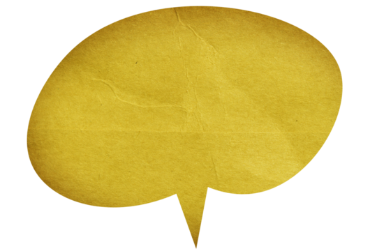 Yellow paper speech bubble on transparent background